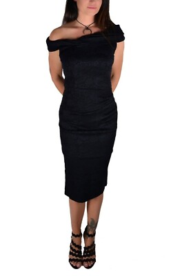 VOODOO VIXEN RETRO VINTAGE PIN UP 50s SEXY MAISE PENCIL BLACK DRESS DRA8274