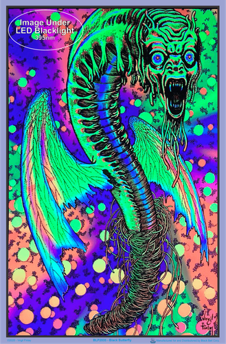 Black Butterfly Laminated Blacklight Poster - 23.5" x 35.5"