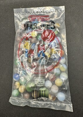 Vintage NOS Vitro Agate Glass Multicolor Marbles 72 Count + 3 Shooters Bag USA