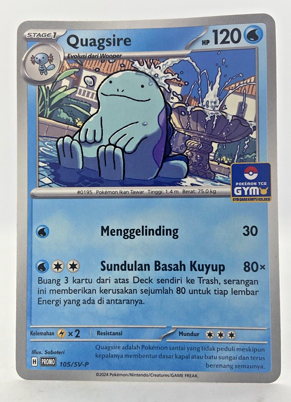 LIMITED Pokémon TCG Indonesia Quagsire Gym Promo 105/SV-P
