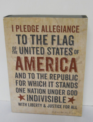 Pledge of Allegiance Wall Free Standing Sign Patriotic American Plaque 6'' x 8''