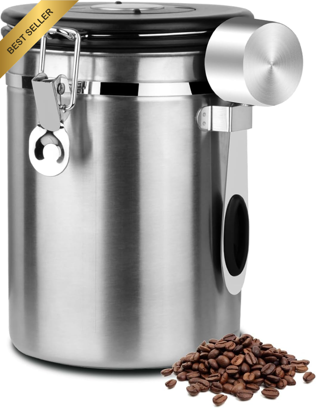 Coffee Canister, Storage Container for Coffee, Tea, Sugar, Spice - 1.8L Capacity
