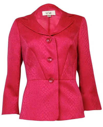 Pre-owned Le Suit $200  10p Orchid Pink Croco Skirt Jacket Womens Designer Suit