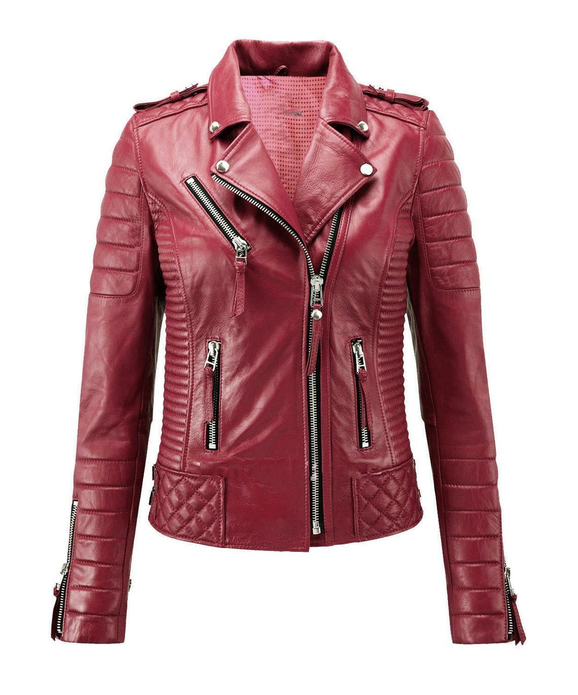 ZAFY LEATHER BIKER STYLISCH DAMEN LEDERJACKE ORIGINAL WEICHES LAMMLEDER SLIM FIT JACKE ZL218