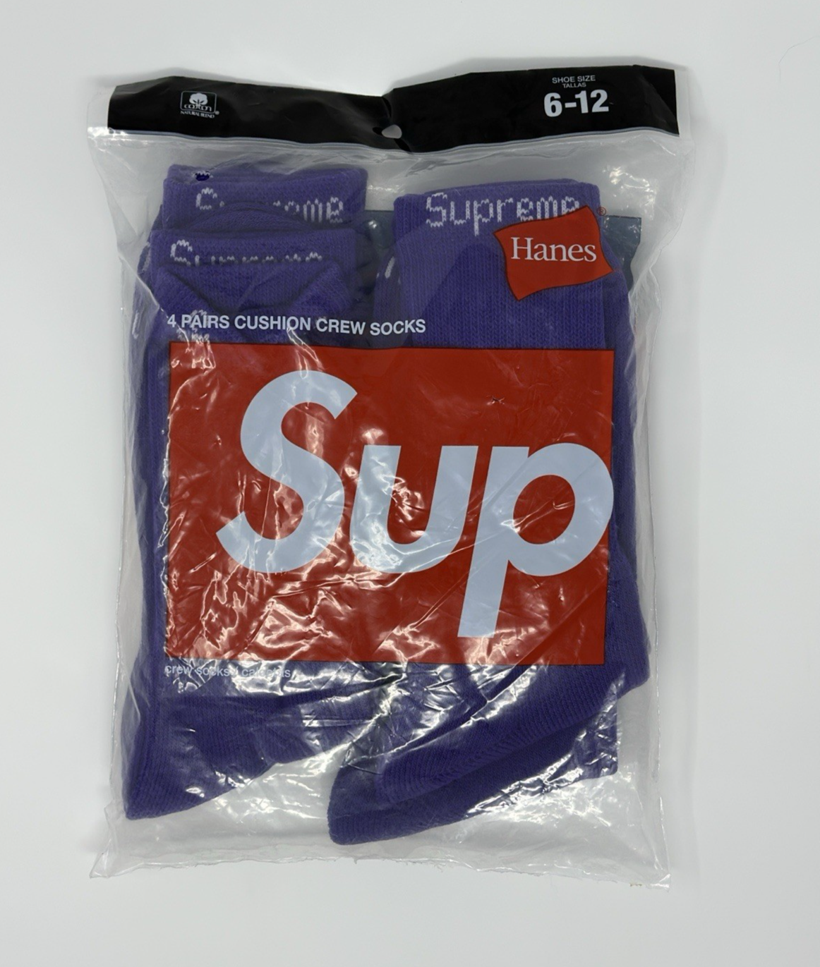 Supreme Hanes Crew Socks (4 Pack) Purple Size 6-12 SS21