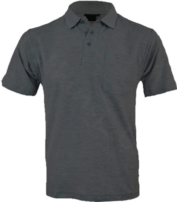  Mens Short Sleeve Plain Polo Shirt Top Casual Cotton Mix Chest Pocket S-XXL