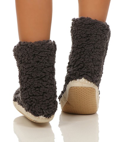 Damen Hüttensocken Kuschelsocken Hausschuhe Strümpfe Teddyfell ABS Sohle CL 091 – Bild 11