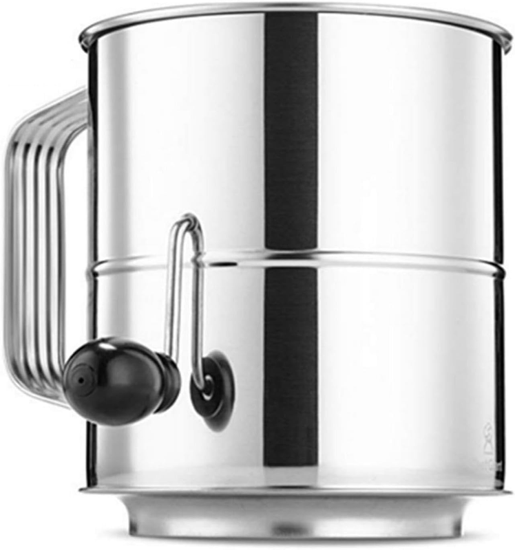 Flour Sifter, 8 Cup Flour Sifter for Baking Fine Mesh Rotary Hand Crank Sifters