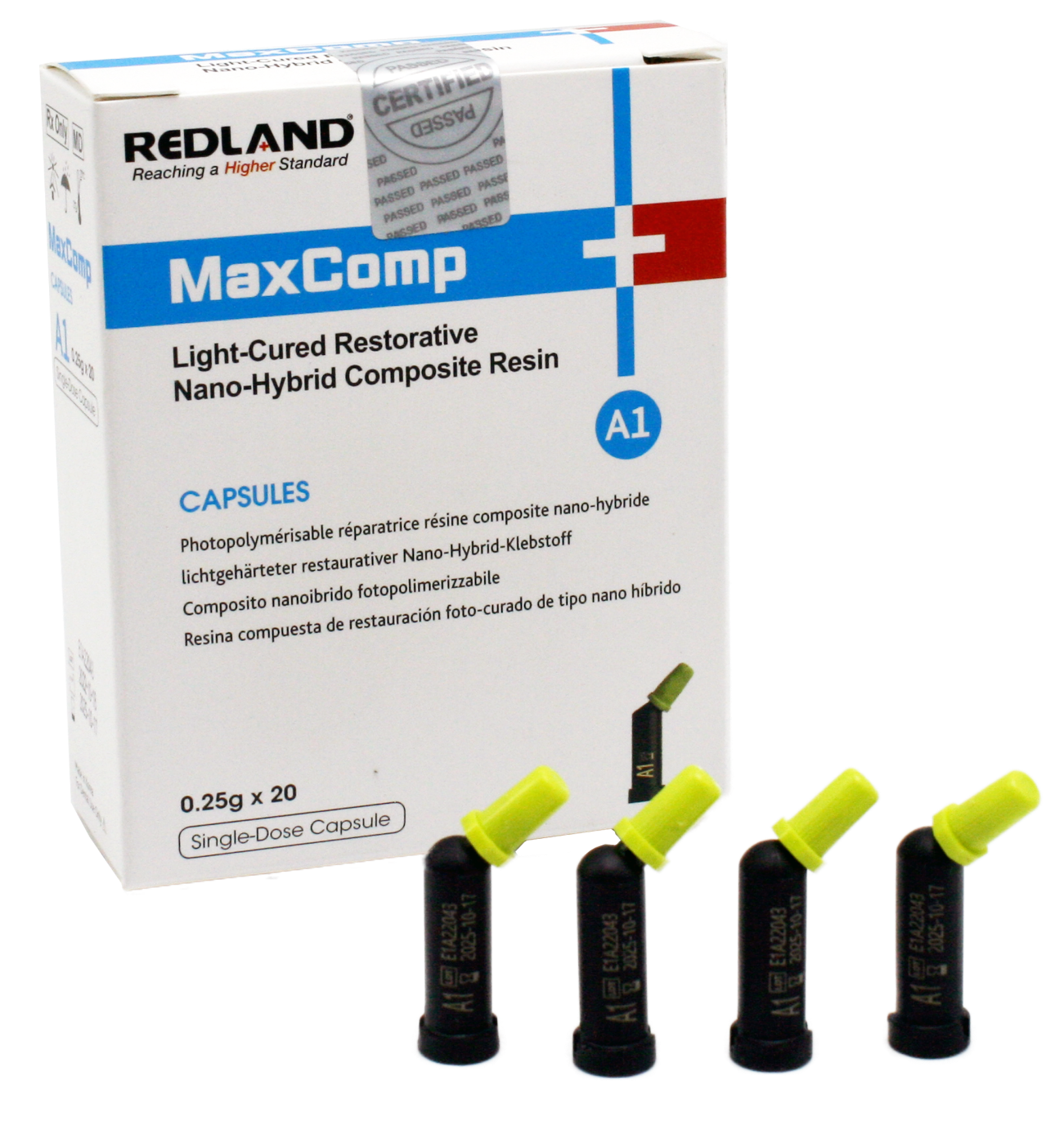MaxComp Light-Cure Nano-Hybrid Composite Resin 20x0.25g Caps All Shade REDLAND