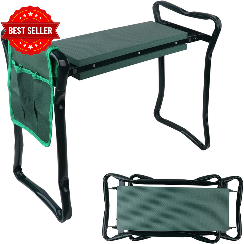 Garden Kneeler and Seat, Heavy Duty Foldable Gardening Stool Kneeling Bench with