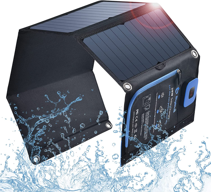 Charger + Digital Ammeter, 28w Sunpower Camping Solar Panel, 2x Usb