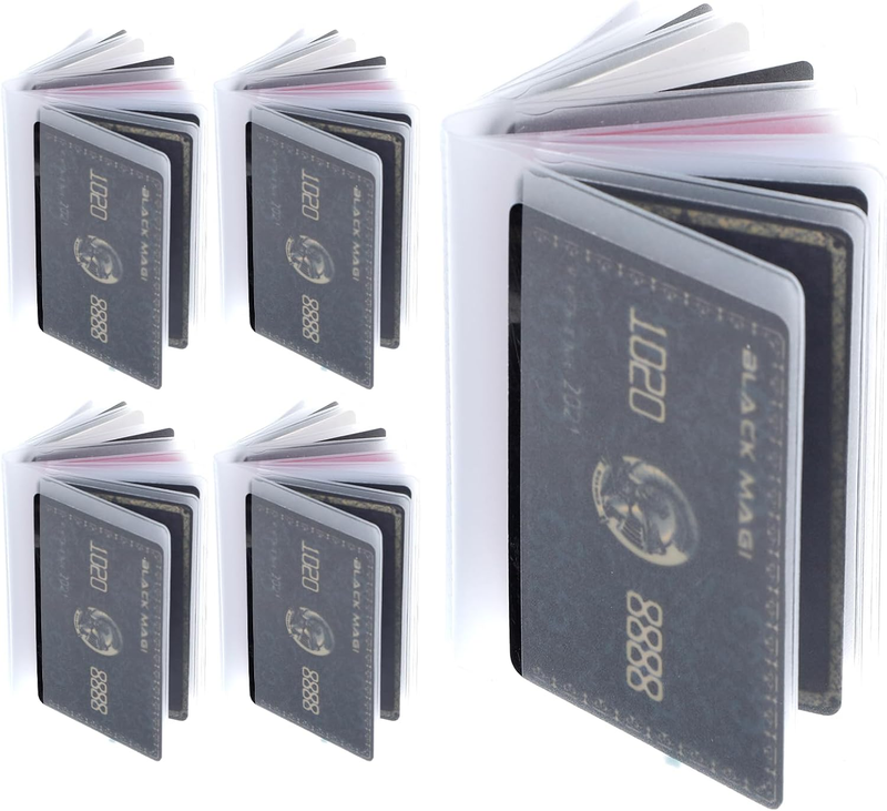 5 Packs Plastic Wallet Insert, Clear Credit Card Holder Wallet Insert with 10 Pa