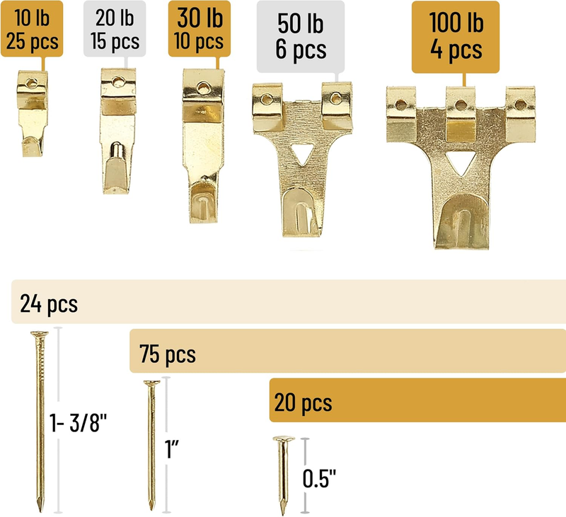 - Picture Hanging Kit, 220pc, Picture Hangers, Nails for Hanging Pictures, Wall