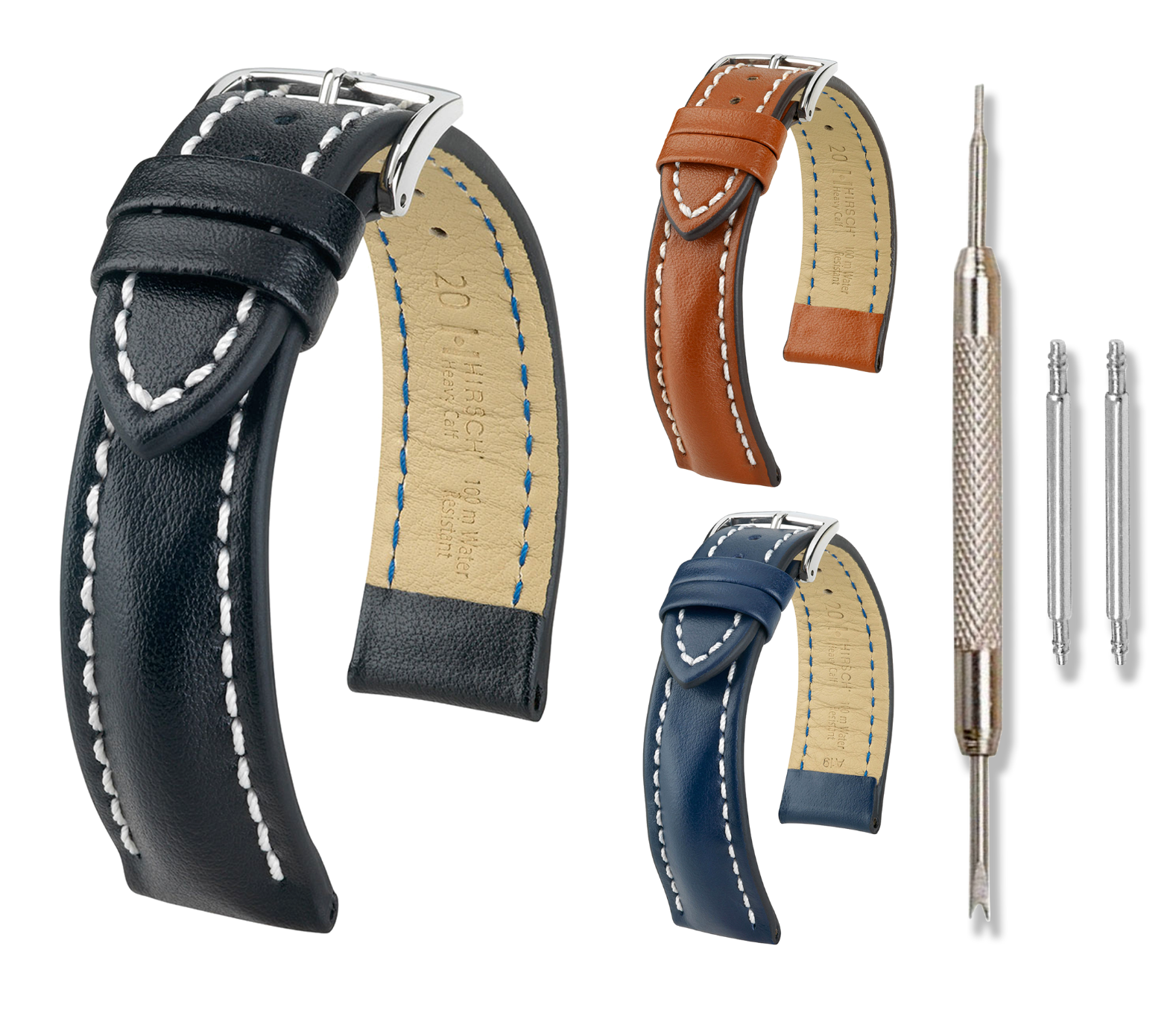 HIRSCH Heavy Calf Leather Watch Strap Water Resistant Calfskin