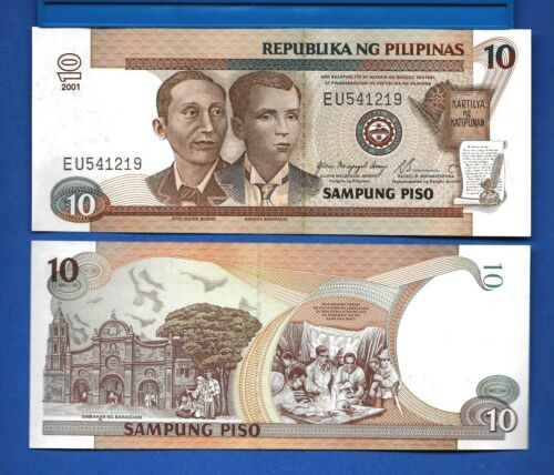 Philippines P-187i 10 Piso Year 2001 Uncirculated Banknote 