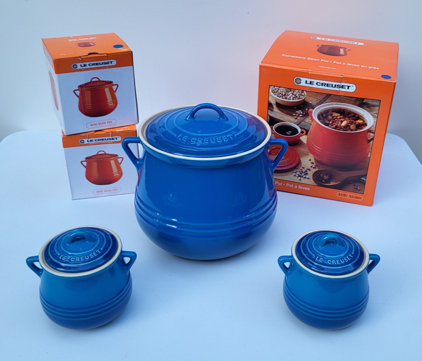 RARE Le Creuset Bean Pot Set Marseille - 4.5qt + 2 16oz - New