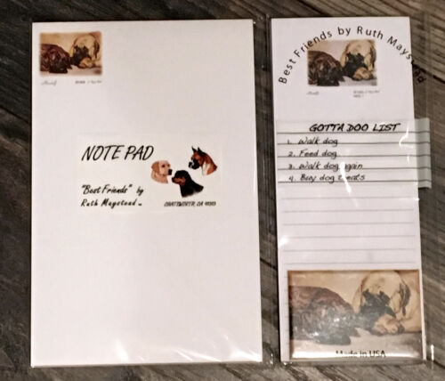 NEW English Mastiff 3-Pc Gift Set List Note Pad Fridge Magnet Dog Gentle Giant