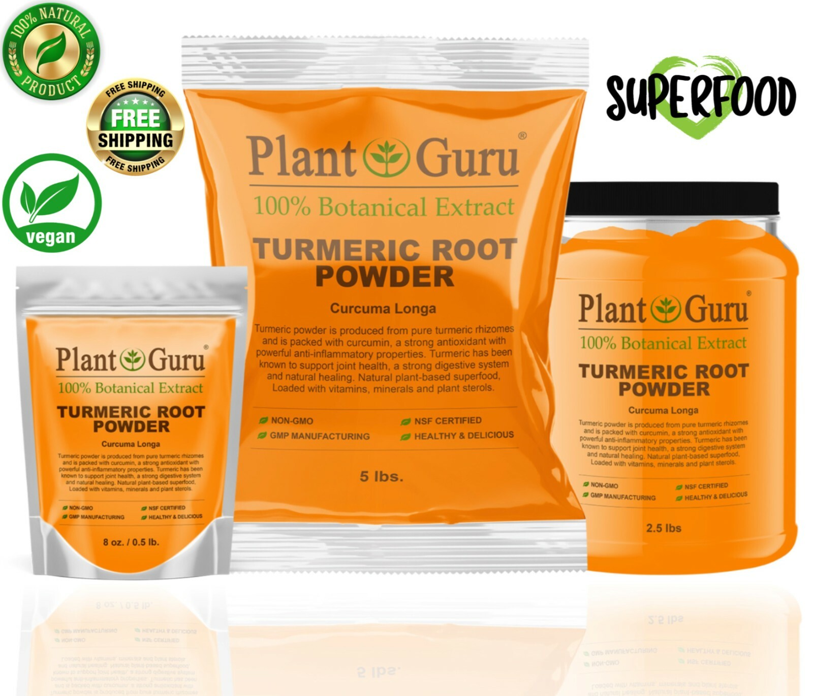Turmeric Root Powder 5 lbs. Curcumin Curcuma Longa Raw Pure Tumeric Spice BULK