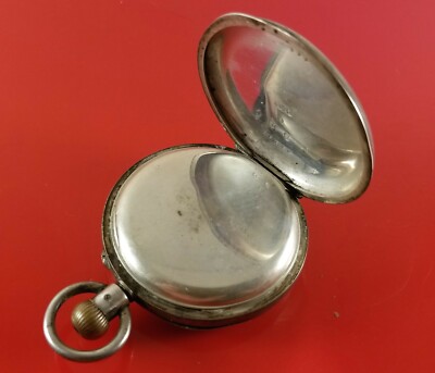 Vintage Silver Case Swiss Pocket Watch With Matching #'s 11780 Pin Set 50 mm Dia