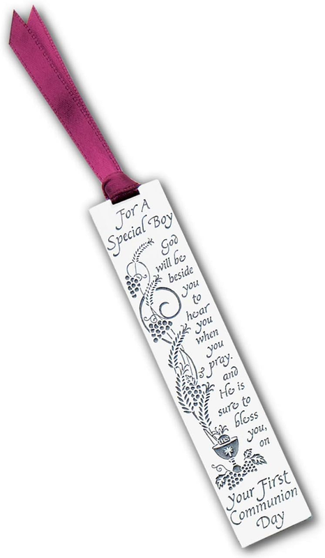 Boy First Communion Metal Bookmark Includes Special Prayer, 3-1/2-Inch