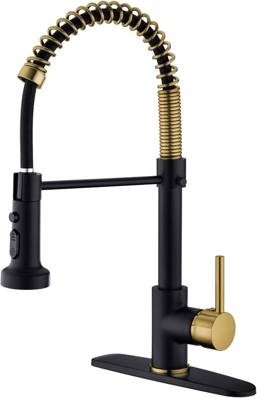 Kitchen Sink Faucet, Solid Brass Kitchen Faucet with 3 Function Pull down Spraye