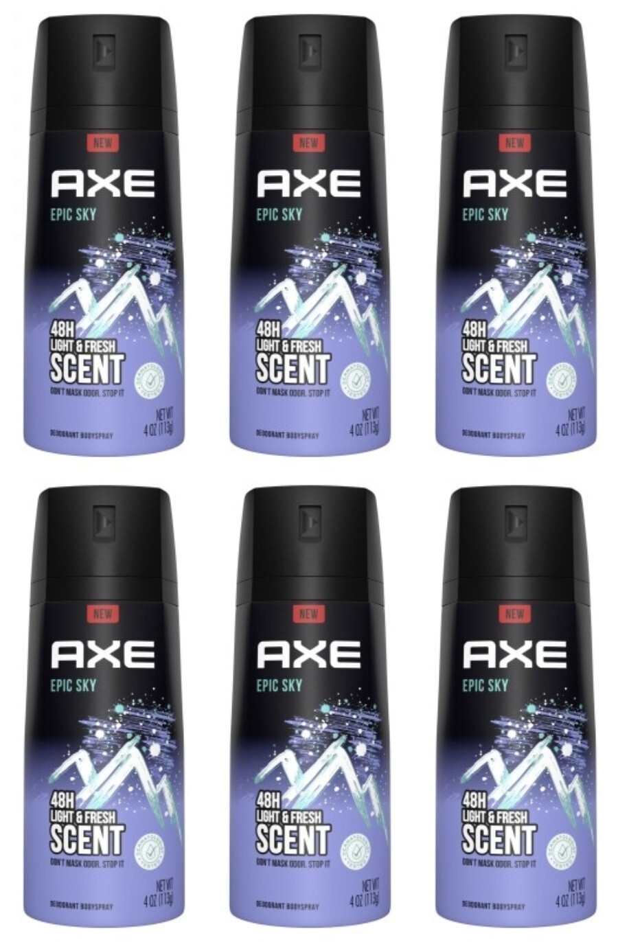 Epic Sky 48h Light & Fresh Aluminum Free Deodorant Stick Men 6 Pk
