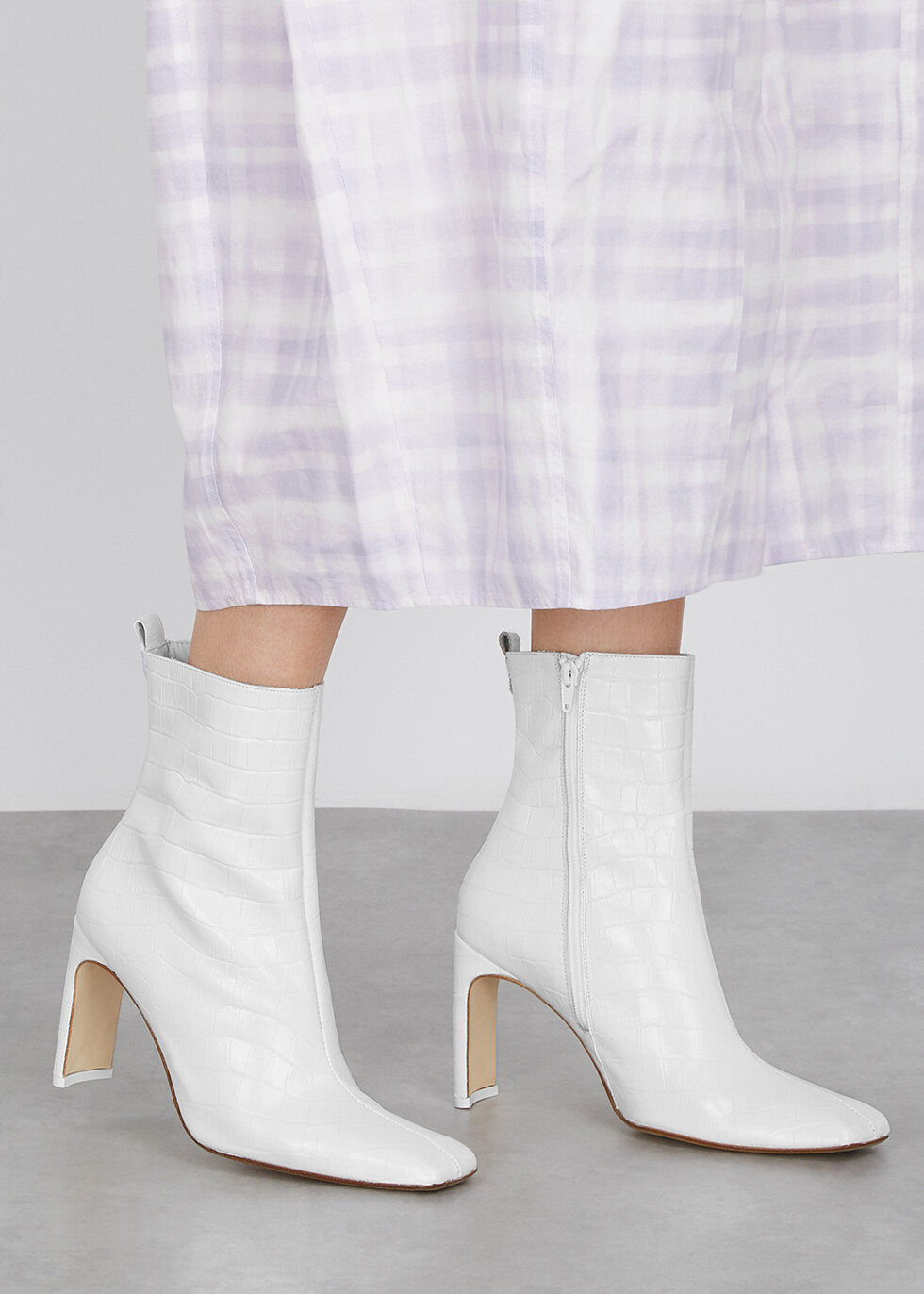 Pre-owned Miista Marcelle White Croc Leather Boots Us 6.5 Eu 37 $435