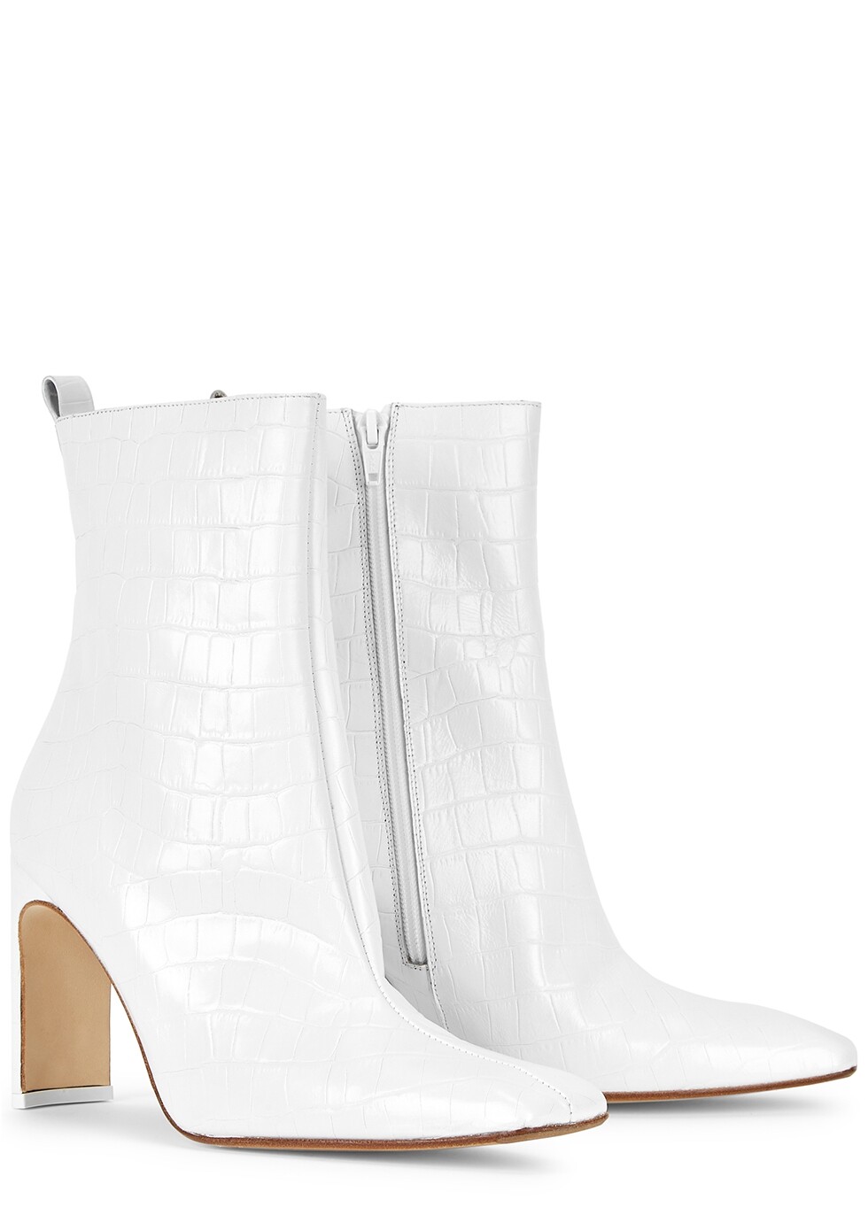 Pre-owned Miista Marcelle White Croc Leather Boots Us 6.5 Eu 37 $435