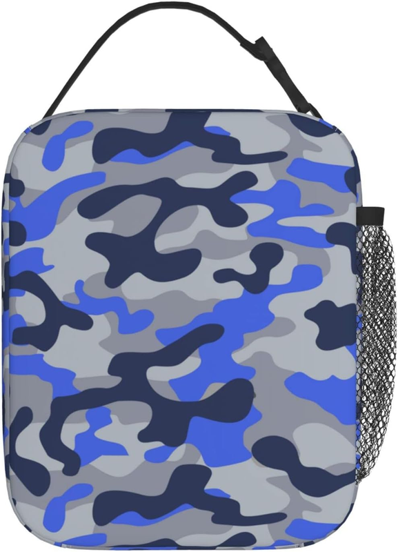 Camo Blue Reusable Lunch Bag Lunch Box Kids,Kids Lunch Box for Girls Boys,Insula
