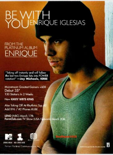 1999 Enrique Iglesias "Be With You" Song Release Promo Industry Ad Reprint