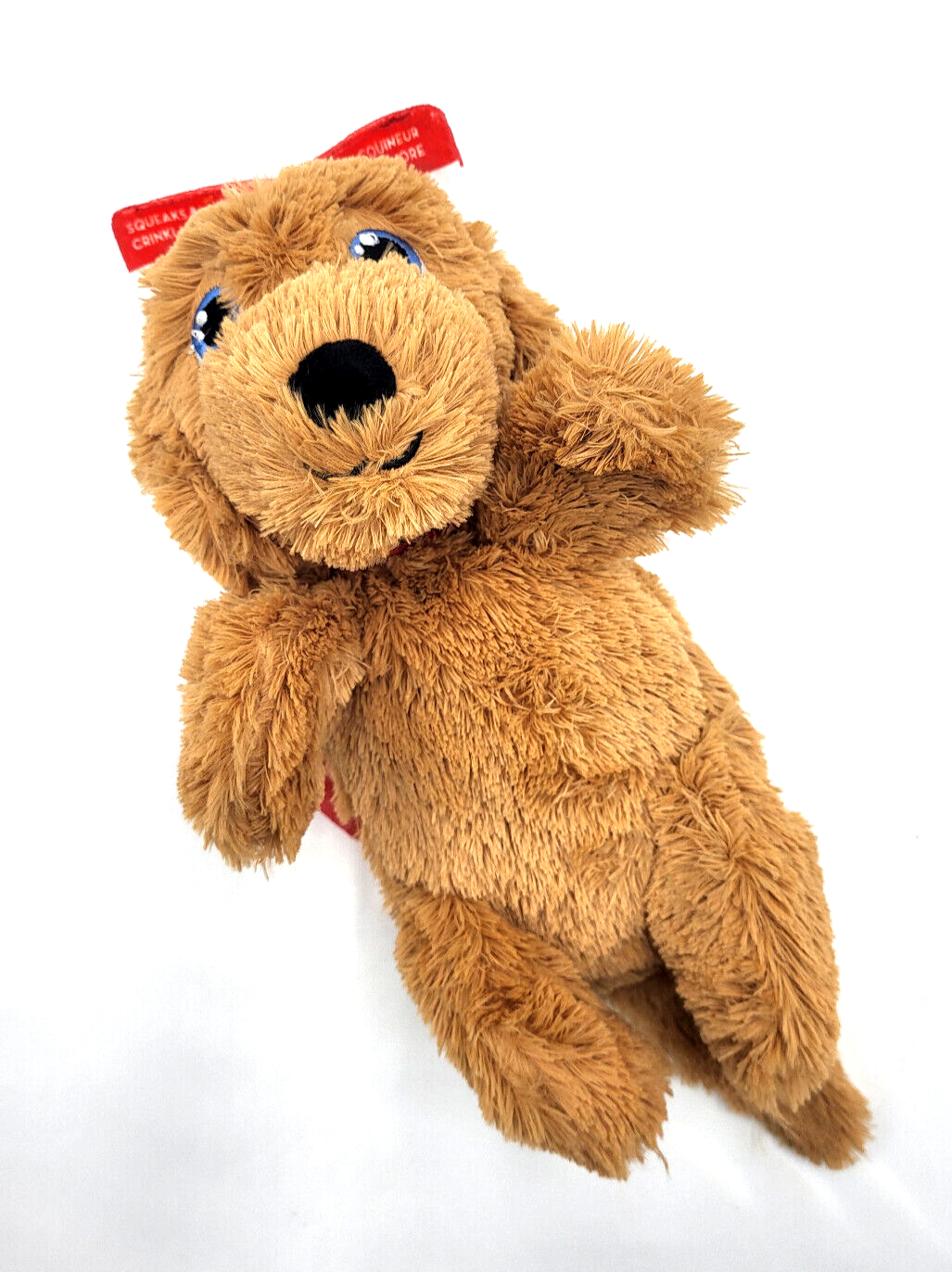 KONG Comfort Pups Goldie Medium Plush Squeaky Crinkly Packaging Dog Toy