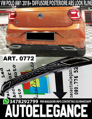 VW POLO AW1 DIFFUSORE POSTERIORE SOTTO PARAURTI ABS NERO DESIGN R