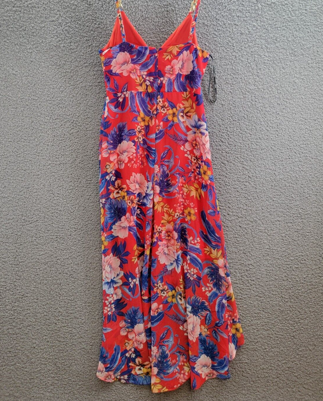 Siena Floral Print Sleeveless High-Low Maxi Dress Women's 8 Red Multi Back Zip - Picture 9 of 16