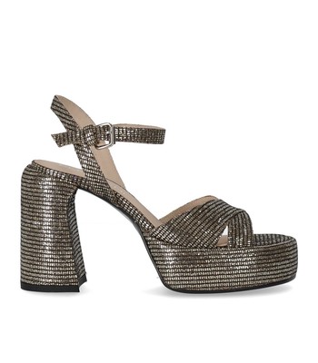 

Elena Iachi Lexy Black Gold Heeled Sandal Woman, Черный, E3356