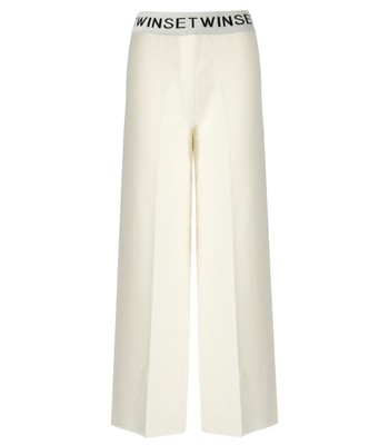 

Женские вязаные широкие брюки Twinset Off-white, Цвет слоновой кости, 222TP3432-00282