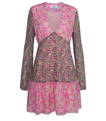 

Chiara Ferragni Flower Garden Розовое Черное Шифоновое Платье Женщина, Розовый