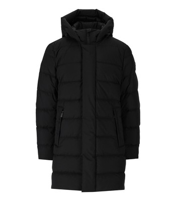 Woolrich High Tech Черный длинный пуховик с капюшоном Мужчина