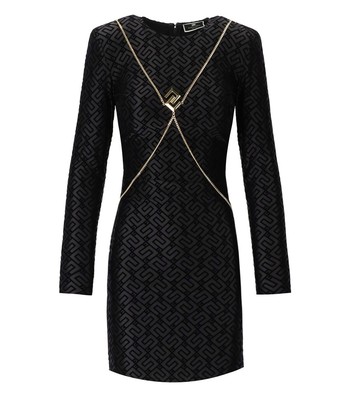 

Женское черное платье с монограммой и драгоценностями Elisabetta Franchi, Черный