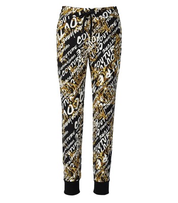 

Versace Jeans Couture Logo Brush Black Gold Sweatpants Woman, Черный, 73HAA310-FS048-G89