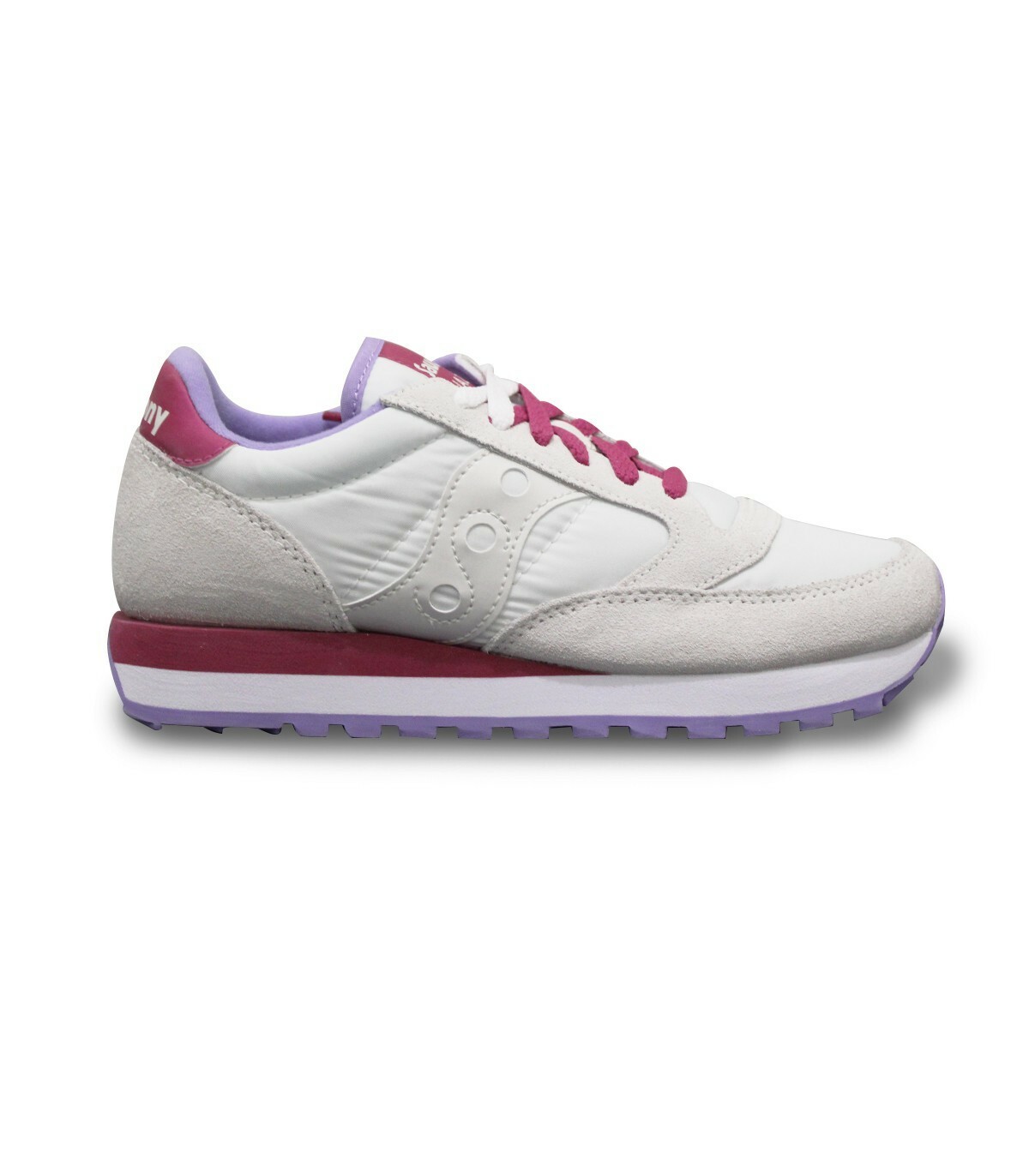 SCARPE SAUCONY DONNA JAZZ ORIGINAL S1044 570 WHITE BIANCO FUCSIA VIOLA ORIGINALE