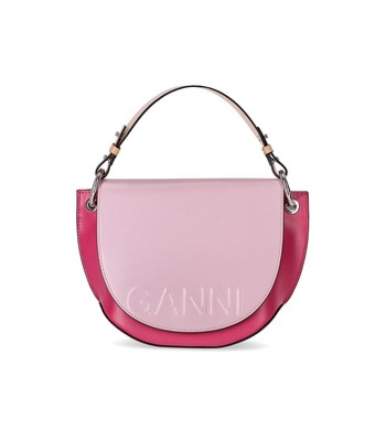 Ganni Colorblock Banner Saddle Pink Crossbody Bag Woman