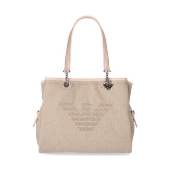 Emporio Armani Charm Nude Pink Canvas Shopping Bag Woman Женщина