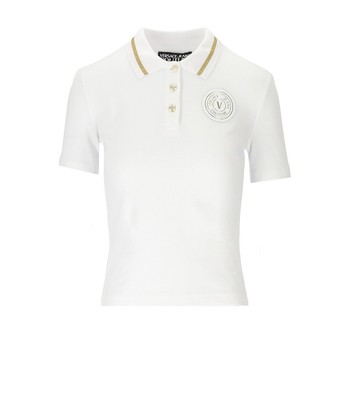 

Versace Jeans Couture Белая Рубашка Поло с V-образной эмблемой Женщина, Белый