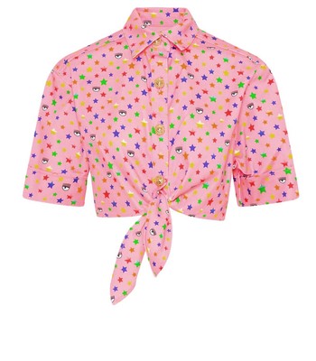 

Chiara Ferragni Rainbow Pink Denim Crop Shirt Woman Женщина, Розовый