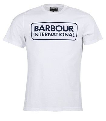 

Мужская футболка с большим логотипом Barbour, белая, синяя, Белый, MTS0369-WH11