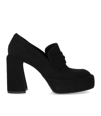 Elena Iachi Cloudy Black Suede Heeled Loafer Woman