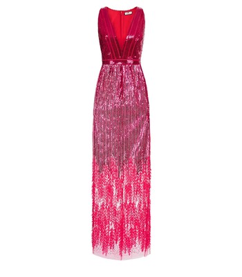 Elisabetta Franchi Red Carpet Fuchsia Sequins Dress Woman