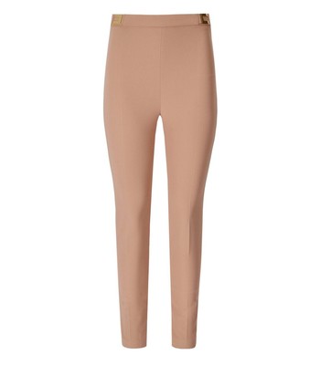 

Женские брюки Elisabetta Franchi телесного цвета с логотипом, Розовый, PA00536E2-283