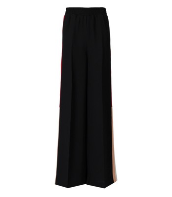 

Женские черные широкие брюки Twinset с тесьмой, Черный, 231TP2395-00006
