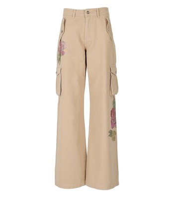 

Женские бежевые широкие брюки карго Blugirl, Бежевый, RA3119T3343-51304